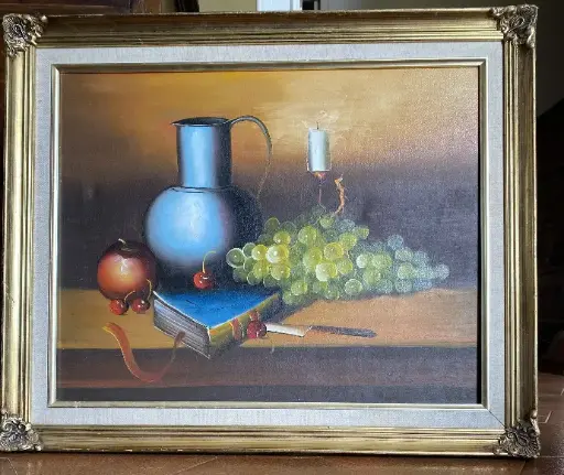 Tableau nature morte, début XXème.                                Still life painting, early 20th century.