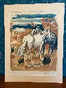 Lithographie signée et numérotée Yves Brayer, intitulée " Chevaux Camarguais" de 1975 et numérotée 82/500. Elle a la particularité d'avoir inspirée le seul timbre édité de l'artiste. Voir photo jointe. Elle mesure 30cmX40cm. Edité à 500 exemplaires, elle est aujourd'hui très rare.  Lithograph signed and numbered Yves Brayer, entitled "Chevaux Camarguais" from 1975 and numbered 82/500. It has the particularity of having inspired the only stamp published by the artist. See attached photo. It measures 30cmX40cm. Published in 500 copies, it is very rare today.