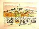 Lithographie originale Yves Brayer, pièce unique, ce bon à tirer est contresigné et daté par sa femme au dos. Marseille, "Le vieux port", réalisée sur papier Japon, mesure 65cmX50cm. De toute beauté.  Original lithograph Yves Brayer, unique piece, this proof is countersigned and dated by his wife on the back. Marseille, "The old port", made on Japanese paper, measures 65cmX50cm. Absolutely beautiful.