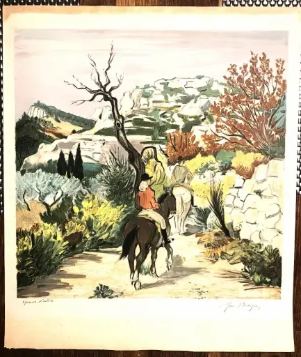 Lithographie originale signée Yves Brayer. Intitulée : " les cavaliers" , de 1973, c'est une épreuve d'artiste, qui mesure 60cm par 50cm. Cette œuvre était la star de l'exposition de 1973 à Paris. Très belle pièce rare.